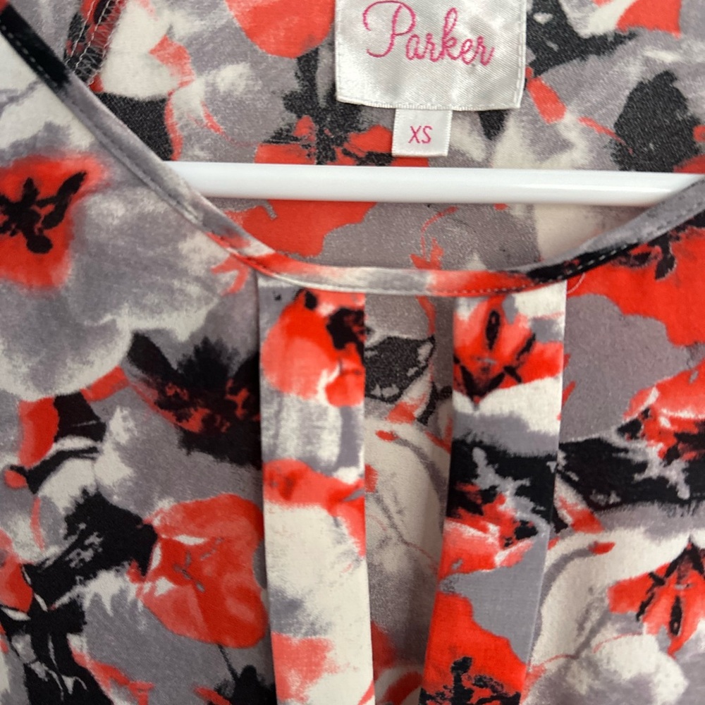 Parker Red and Black Floral Top